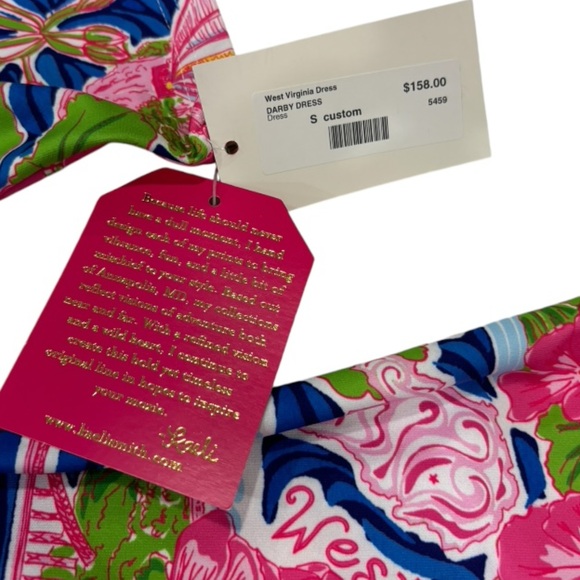 Vibrant Kaeli Smith West Virginia Pink and Blue Patterned Dress - Picture 4 of 10